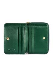 Ciemnozielony portfel damski croco PORES-0951-51(W25) - widok otwartego produktu z góry na białym tle.