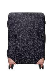 Pokrowiec na średnią walizkę w kropki AW-013-0007-9P-M(W26), widok produktu z przodu na walizce.