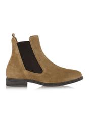 Women's suede ankle boots in dark beige BUTYD-1009-82(Z24)-03