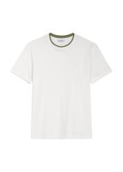 Kremowy bawełniany gładki T-shirt męski TSHMT-0155-0B(Z26) - widok produktu z przodu, na białym tle. 