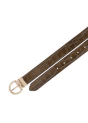 Dwustronny skórzany pasek damski croco PASDS-0332-8D(Z26), widok produktu z góry na białym tle.