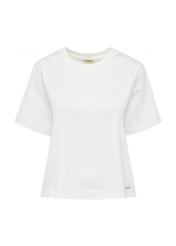 Bawełniany kremowy T-shirt damski TSHDT-0138-12(W25)-03