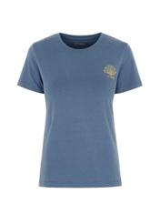 Niebieski T-shirt damski z nadrukiem TSHDT-0089-69(W22)