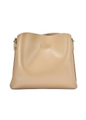 Beżowa torebka shopper damska TOREC-0862B-81(Z25), widok produktu tyłem na białym tle.