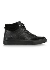 Black leather men's sports shoes BUTYM-0476-99(Z24)-01