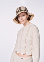 Kremowy ażurowy sweter damski SWEDT-0229-81(W24)-02