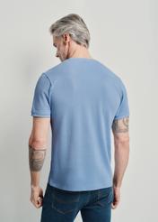 Błękitny T-shirt męski basic z logo TSHMT-0100-61(W24)