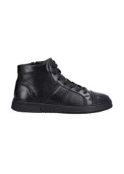 Czarne skórzane buty sportowe BUTYM-0568-99(Z26), widok produktu z boku na białym tle.