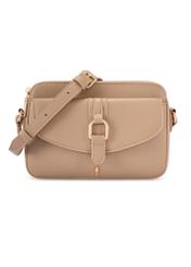 Beżowa mała torebka damska TOREC-1175-1D(W26) - widok produktu z przodu, na białym tle.