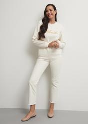 Biała bluza damska z logo BLZDT-0084-81(W23)