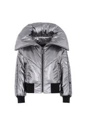 Srebrna ocieplana kurtka damska KURDT-0181-92(Z19)-02