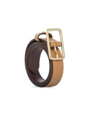 Skórzany pasek damski w kolorze beżu PASDS-0307-1C(W26) - widok produktu z przodu, na białym tle. 