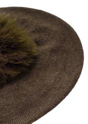 Beret damski z pomponem w kolorze khaki CZADT-0180-54(Z24)