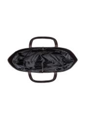 Brązowa duża skórzana torebka damska TORES-1299-1H(W26), widok produktu w środku na białym tle.