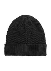 Czarna czapka męska w jodełkę CZAMT-0057-99(Z25)