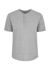 Szary T-shirt typu henley męski TSHMT-0104-91(W24)