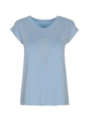 Jasnoniebieski T-shirt damski z aplikacją TSHDT-0066-62(W22)