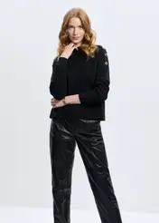 Black loose women's sweater SWEDT-0222-99(Z24)