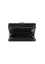Czarny portfel damski z monogramem POREC-0420-98(Z25) - widok produktu z góry na białym tle.