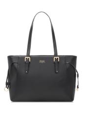 Czarna torebka shopper TOREC-1029-99(W26), widok produktu z przodu na białym tle.