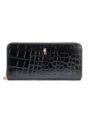 Duży skórzany czarny portfel damski croco PORES-0955-99(W25)