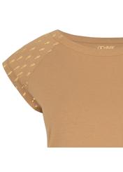Beżowy T-shirt ze złotym nadrukiem damski TSHDT-0060-81(W21)