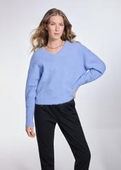 Blue woolen women's sweater SWEDT-0215-60(Z24)-01