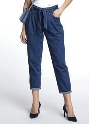 Granatowe spodnie mom jeans damskie SPODT-0055-69(W21)-01