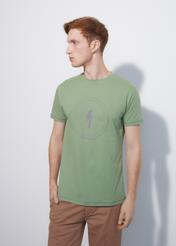 Zielony T-shirt męski z logo TSHMT-0068-54(W23)