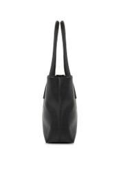 Czarna torebka shopper damska TOREC-0938B-99(Z25), widok produktu bokiem na białym tle.
