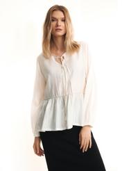 Biała bluzka damska wiązana pod szyją BLUDT-0155-11(Z22)