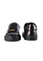 Skórzane buty damskie w kolorze bordowym BUTYD-1188-09(Z25), widok produktu od przodu i tyłu na białym tle.