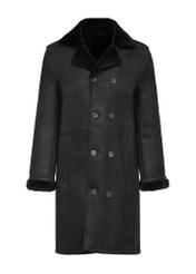 Black men's leather sheepskin coat KOZMS-0015-1163(Z24)-05