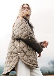 Quilted women's jacket in olive color KURDT-0550-57(Z24)