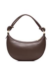 Brązowa mała torebka damska hobo TOREC-1097-89(Z25), widok produktu z tyłu na białym tle.