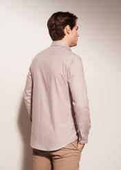 Koszula męska w beżową kratką KOSMT-0277-82(W23)