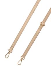 Beżowa skórzana torebka listonoszka damska TORES-0958E-1B(W26) - widok na paski, na białym tle.