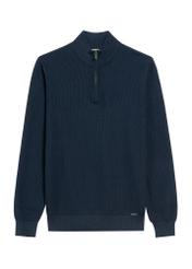 Granatowy sweter męski z suwakiem SWEMT-0167-68(Z25), widok produktu z przodu na białym tle.