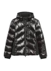 Czarna kurtka męska z naturalnym ociepleniem KURMT-0393-99(Z25) - widok produktu z przodu na białym tle.