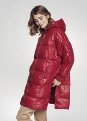 Czerwona kurtka zimowa damska oversize KURDT-0296-42(Z21)-04