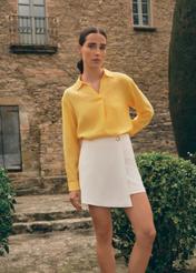 Żółta lniana bluzka damska BLUDT-0187-21(W25)