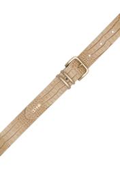 Beżowy skórzany pasek damski PASDS-0341-1A(W26), widok produktu z góry na białym tle.