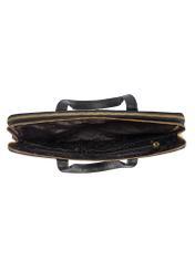 Czarna skórzana torba na laptopa TORES-1070A-99(W26), widok produktu w środku na białym tle.