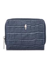Granatowy portfel damski croco PORES-0888-7D(W26), widok produktu z przodu na białym tle.