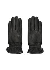 Men's leather black gloves REKMS-0078-99(Z24)