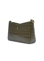 Skórzana khaki torebka croco TORES-1326-8D(Z26), widok produktu skosem na jasnym tle.