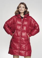 Czerwona kurtka zimowa damska oversize KURDT-0296-42(Z21)-01