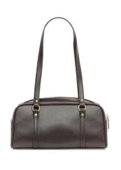 Ciemnobrązowa torebka na ramię TOREC-1233-1I(W26), widok produktu z tyłu na białym tle.