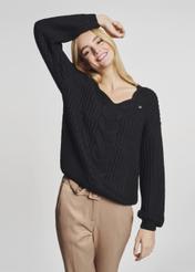 Women's V neck sweater SWEDT-0144-99(Z21)-02