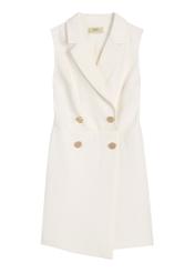 Biały kombinezon damski KOBDT-0009-0B(W26) - widok produktu z przodu, na białym tle. 